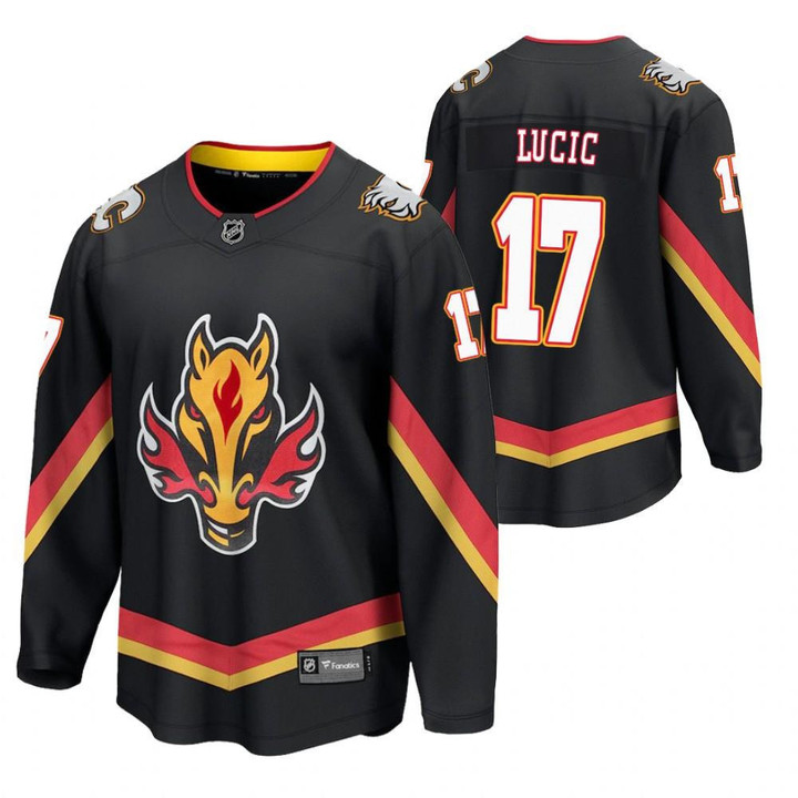 Calgary Flames #17 Milan Lucic 2021 Reverse Retro Black Special Edition Jersey Jersey