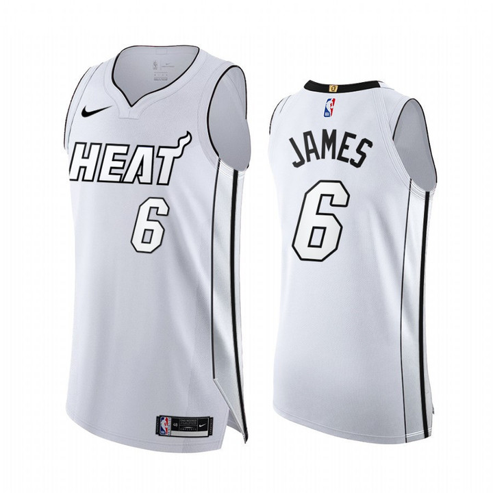 LeBron James White Hot #6 Miami Heat 2022 Playoffs Jersey