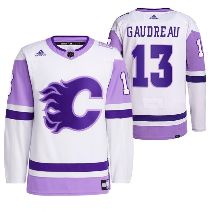 Johnny Gaudreau 2021 HockeyFightsCancer Calgary Flames White #13 Primegreen Jersey Jersey