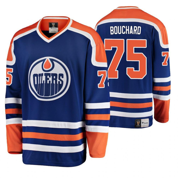 Men's Edmonton Oilers #75 Evan Bouchard Breakaway Blue/Orange Jersey Jersey