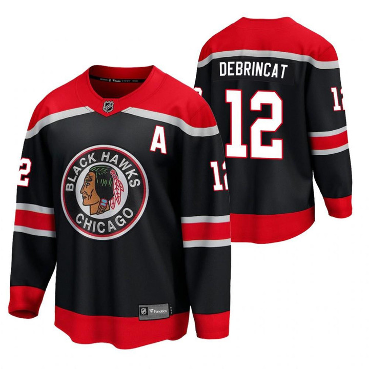 Chicago Blackhawks #12 Alex DeBrincat 2021 Reverse Retro Black Special Edition Jersey Jersey
