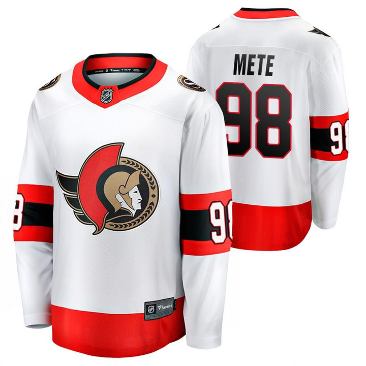 Ottawa Senators Victor Mete #98 2021 Jersey White Away Player Jersey Jersey