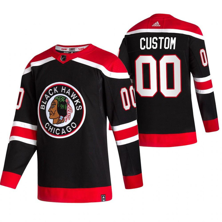 Custom Chicago Blackhawks 2021 Reverse Retro Special Edition Jersey Black Jersey