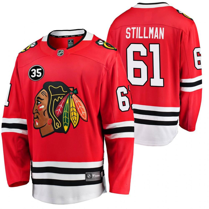 Chicago Blackhawks Riley Stillman #61 Jersey Red 35 Patch Honor Tony Esposito Home Jersey Jersey