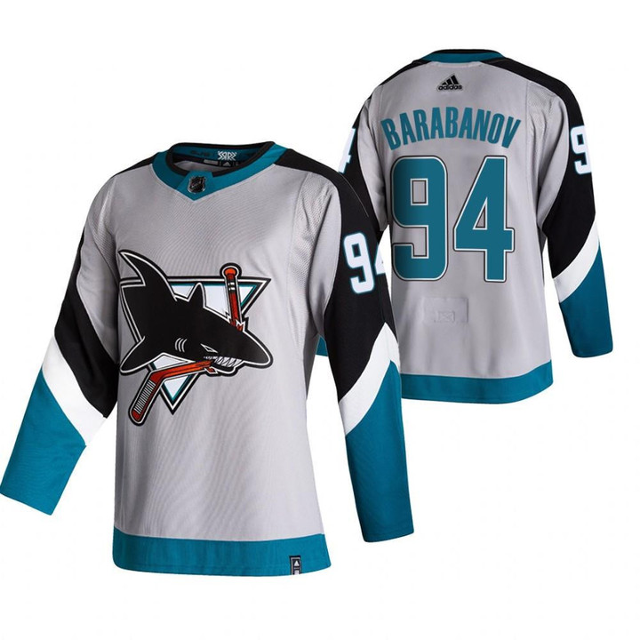 Men San Jose Sharks 2021 Reverse Retro Alexander Barabanov #94 Special Edition Jersey Gray Jersey