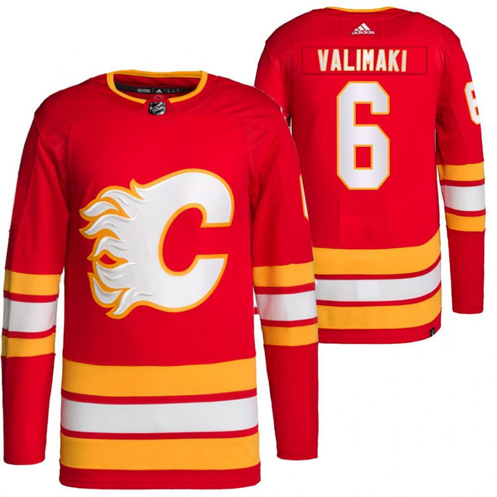 Calgary Flames #6 Juuso Valimaki Home Red Jersey 2021-22 Primegreen Jersey