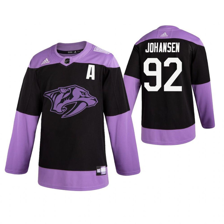 Predators #92 Ryan Johansen Black Hockey Fights Cancer Jersey Jersey