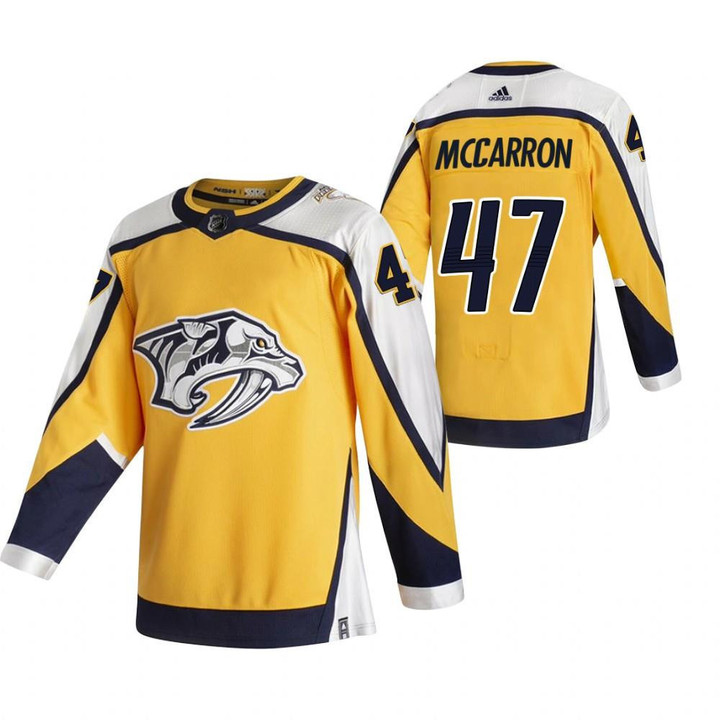 Nashville Predators 2021 Reverse Retro Michael McCarron $47 Special Edition Jersey Gold Jersey