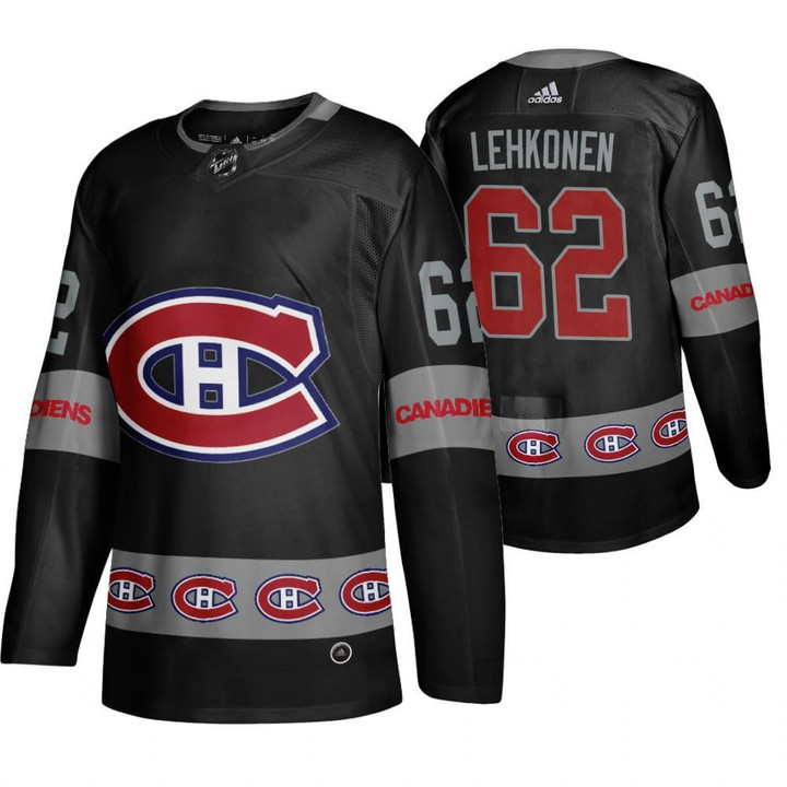 Men's Canadiens #62 Artturi Lehkonen Black Breakaway Logo sleeve Jersey Jersey