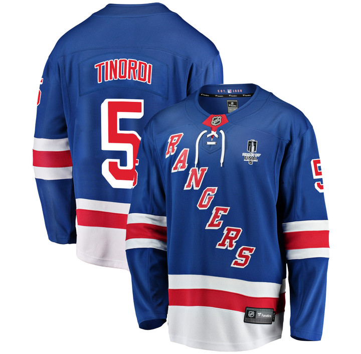 New York Rangers Jarred Tinordi #5 Home 2022 Stanley Cup Final Breakaway Men Jersey - Blue
