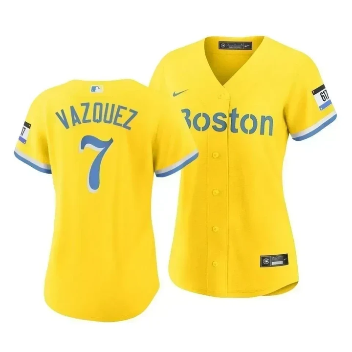 Red Sox Christian Vazquez #7 2021 City Connect Gold Women's Jersey