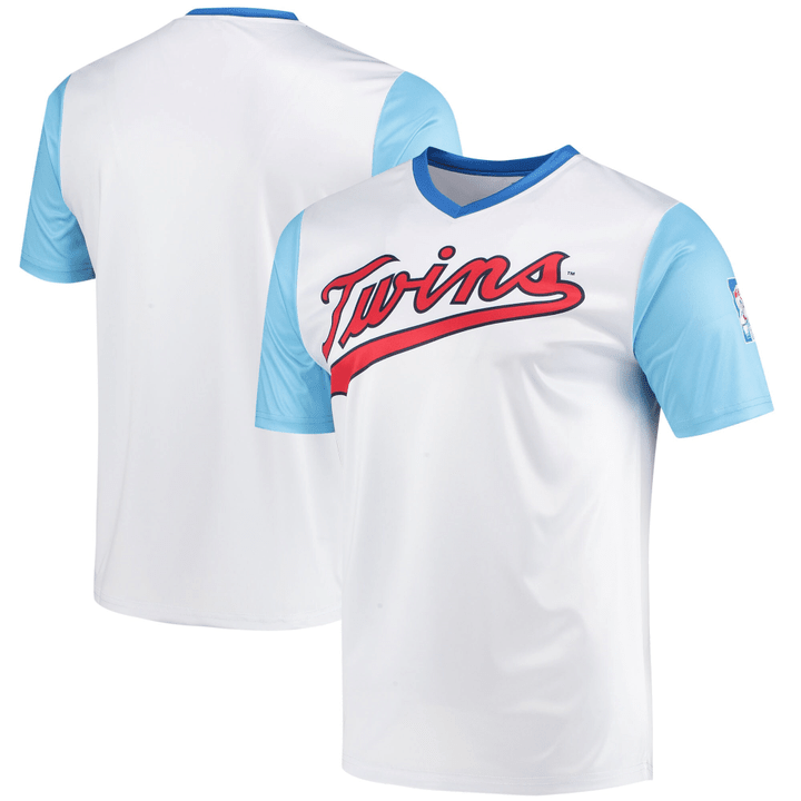 Men's Stitches White Minnesota Twins Cooperstown Collection Wordmark V-Neck Jersey Jersey