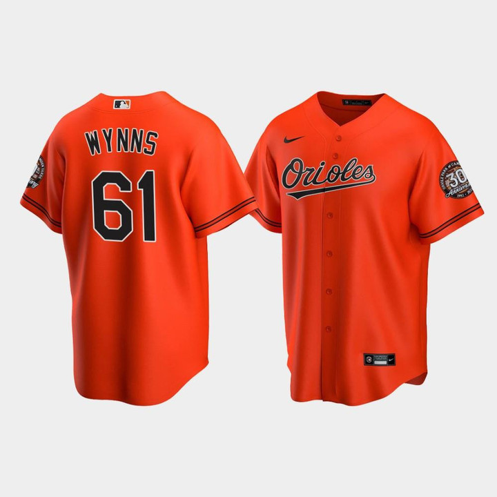 Men's Baltimore Orioles Austin Wynns #61 Alternate Team Orange Jersey Jersey