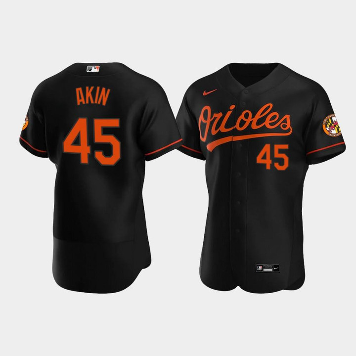 Men's Baltimore Orioles #45 Keegan Akin Black Alternate Jersey Jersey