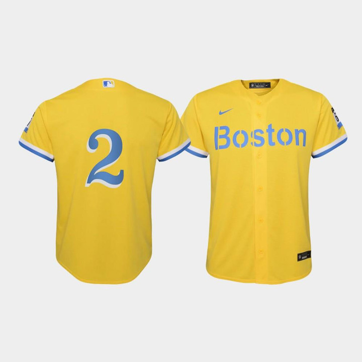 Youth Boston Red Sox Xander Bogaerts #2 Gold 2021 City Connect Jersey Jersey