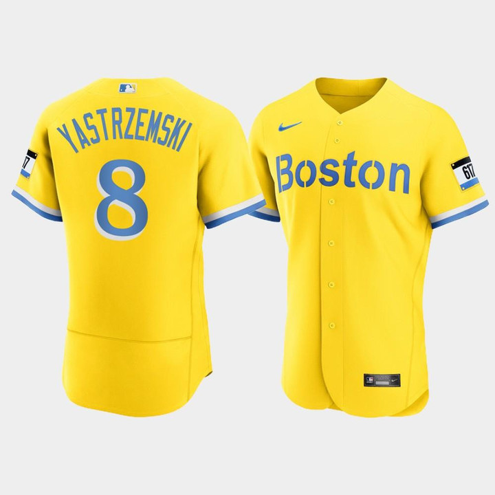 Men's Boston Red Sox #8 Carl Yastrzemski Gold 2021 City Connect Jersey Jersey