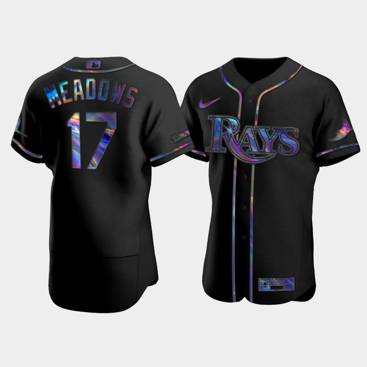 Men's Tampa Bay Rays Austin Meadows #17 Black Holographic Golden Edition Jersey Jersey