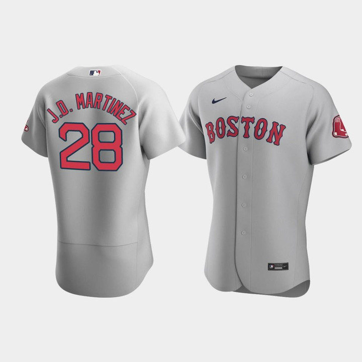 Men's Boston Red Sox #28 J.D. Martinez Gray Road Jersey Jersey