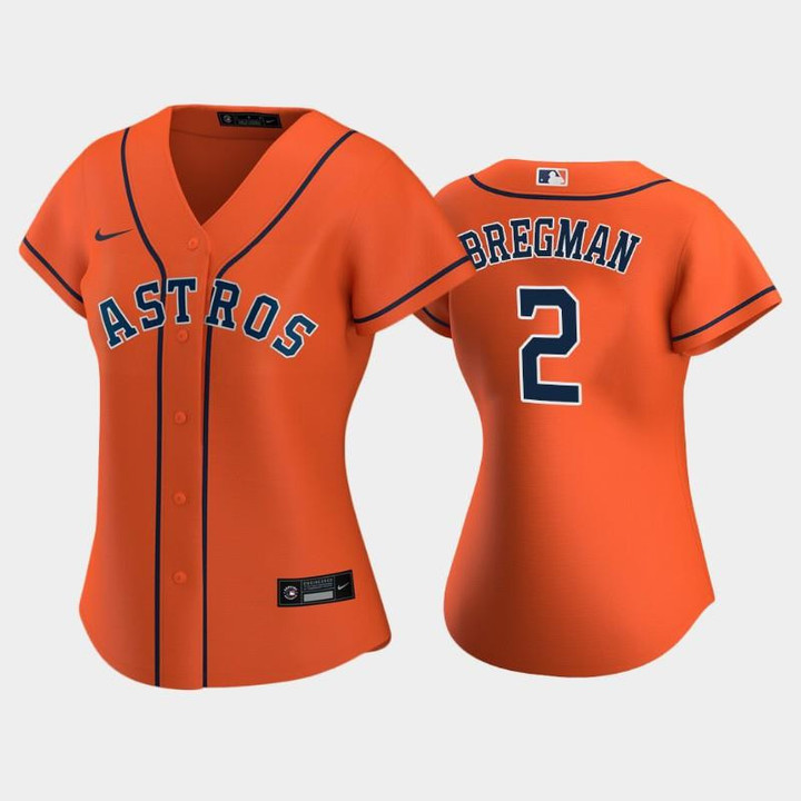 Astros #2 Alex Bregman Orange Women's Alternate Jersey Jersey