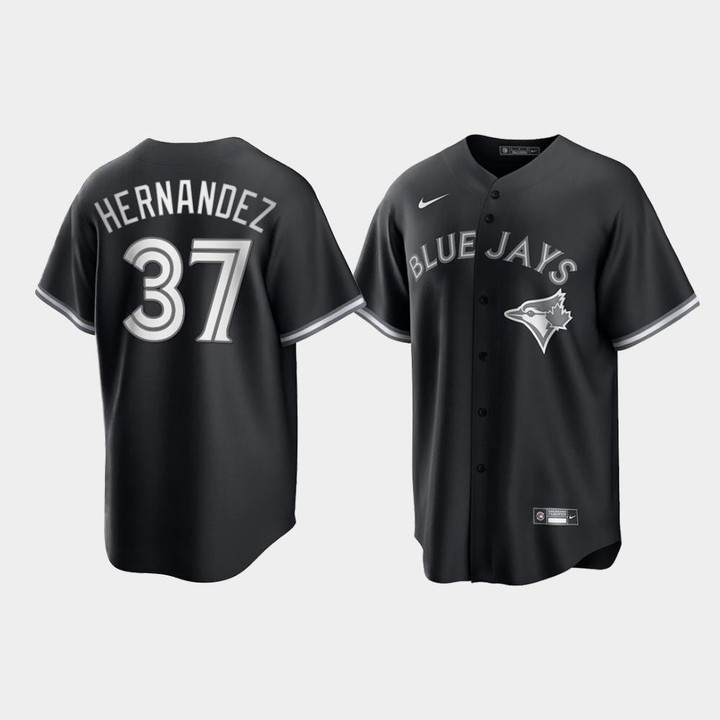 Toronto Blue Jays Teoscar Hernandez #37 Black White 2021 All Black Fashion Jersey Jersey