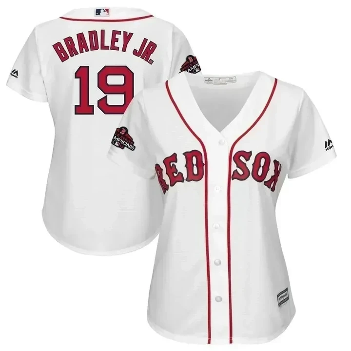 Jackie Bradley Jr. Boston Red Sox Majestic Women's 2020 World Series Champions Team Logo Player Jersey - White