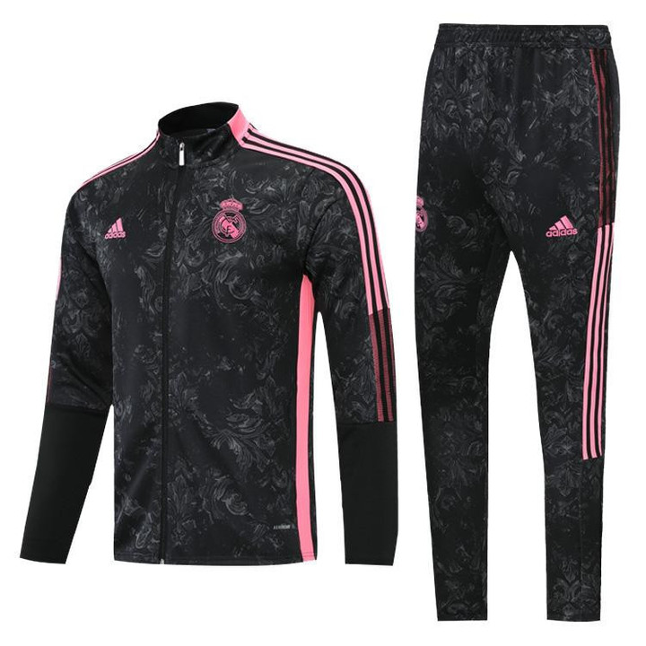 2021 Real Madrid Black Pink Training Anthem Jacket Tracksuit