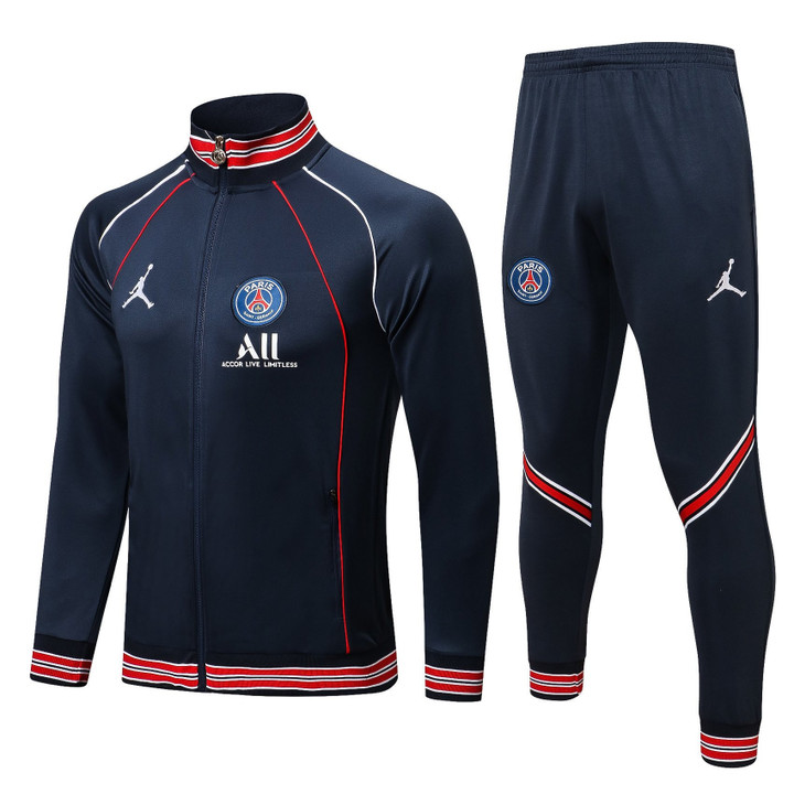 Jordan 2021/22 Paris Saint German Dark Blue Red Striped Training Anthem Jacket Tracksuit