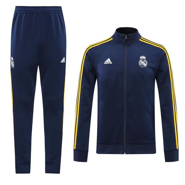 2021/22 Real Madrid Training Anthem Jacket Tracksuit Royal Blue Yellow Edge