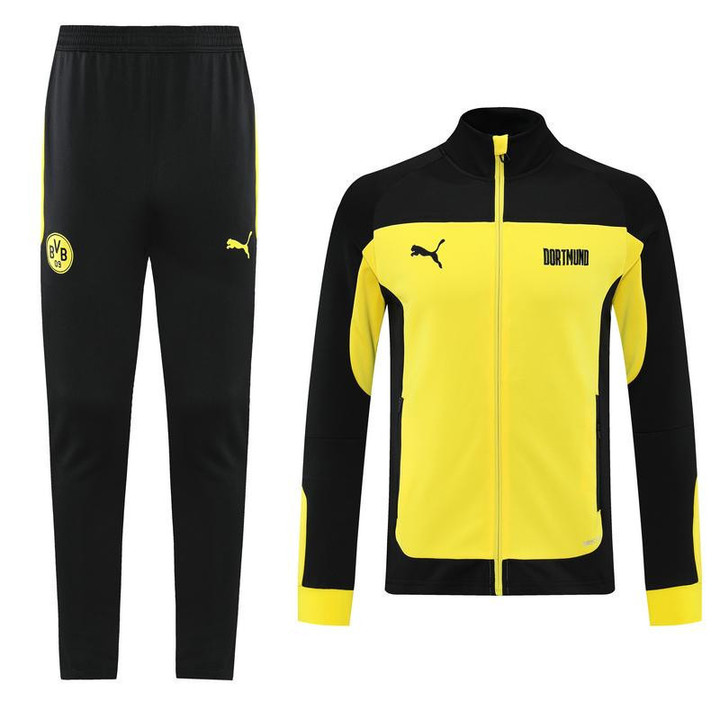2021/22 Borussia Dortmund Training Anthem Jacket Tracksuit Black And Yellow Classic