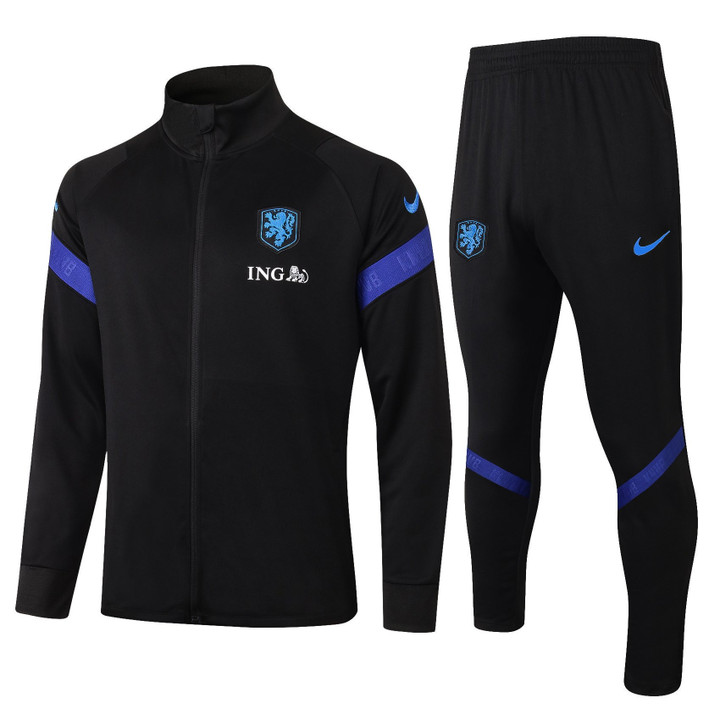 2021 Dutch FC Black Blue Training Anthem Jacket Tracksuit