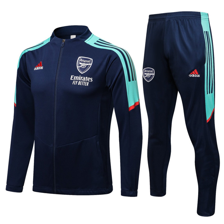 2021/22 Arsenal Navy Green Training Anthem Jacket Tracksuit