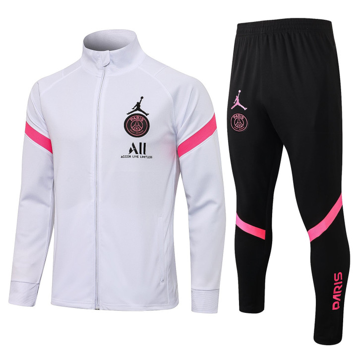Jordan 2022 Paris Saint Germain White Pink Training Anthem Jacket Tracksuit