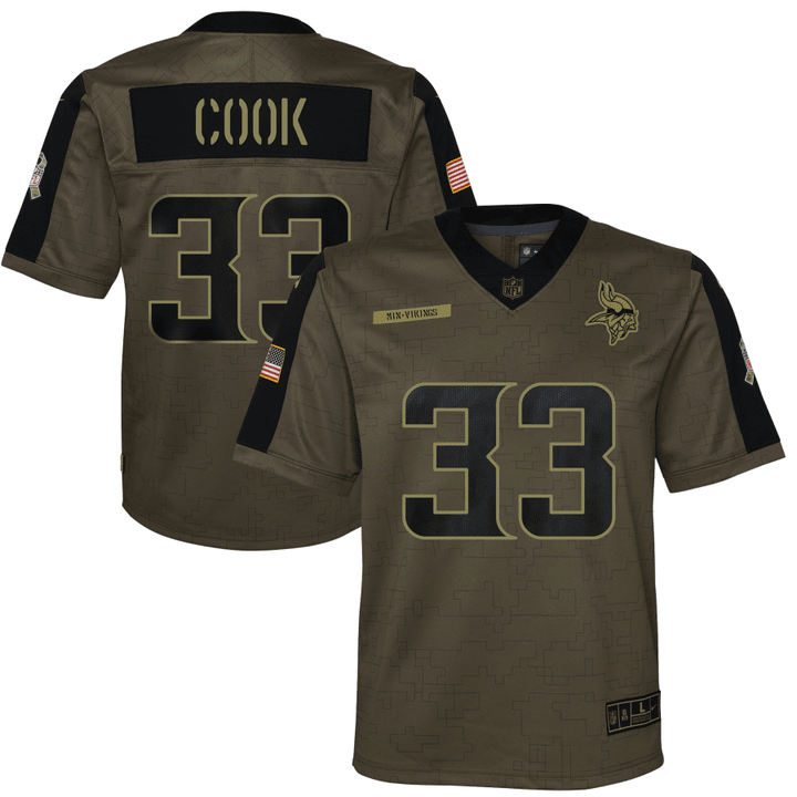 Dalvin Cook Minnesota Vikings Youth 2021 Salute To Service Game Jersey - Olive Jersey