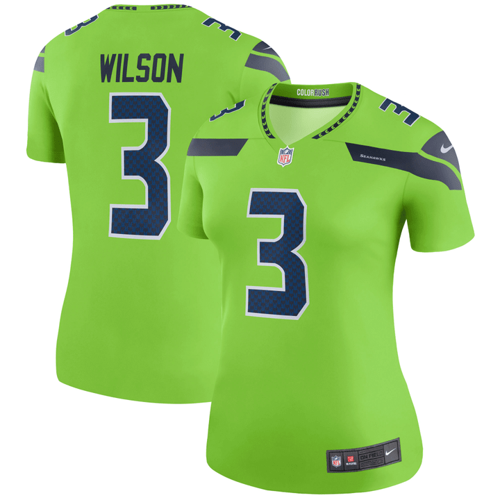 Russell Wilson Seattle Seahawks Women's Color Rush Legend Jersey - Neon Green Jersey