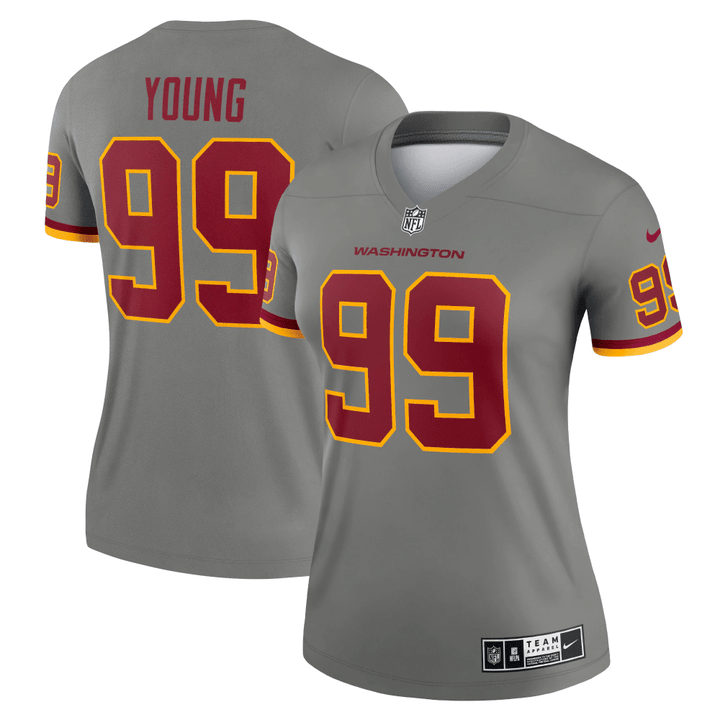Chase Young Washington Football Team Women's Inverted Legend Jersey - Gray Jersey