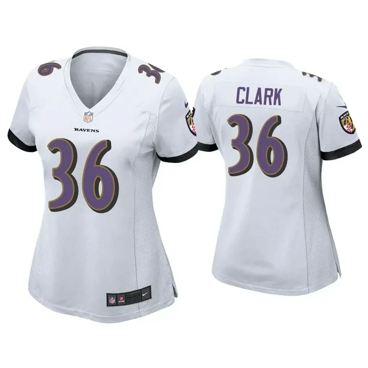 Women's Chuck Clark Baltimore Ravens White Game Jersey
