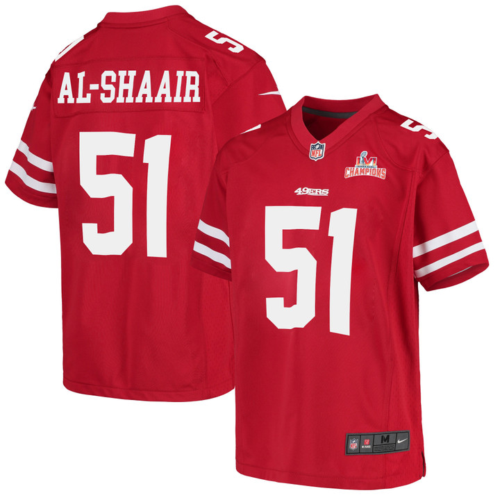Super Bowl LVI Champions San Francisco 49ers Azeez Al-Shaair #51 Scarlet Youth's Jersey Jersey