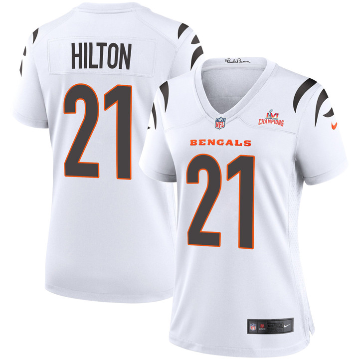 Super Bowl LVI Champions Cincinnati Bengals Mike Hilton #21 White Women's Jersey Jersey