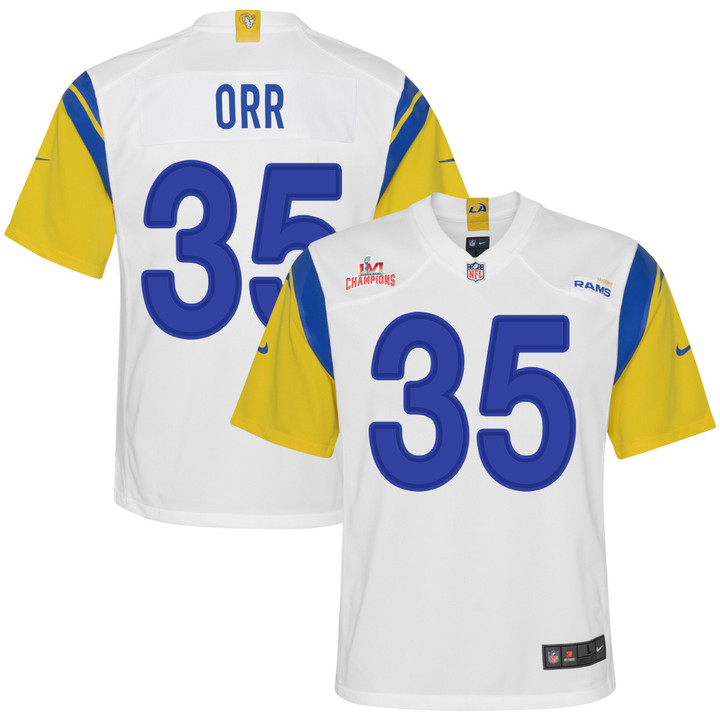 Super Bowl LVI Champions Los Angeles Rams Kareem Orr #35 White Youth's Jersey Jersey