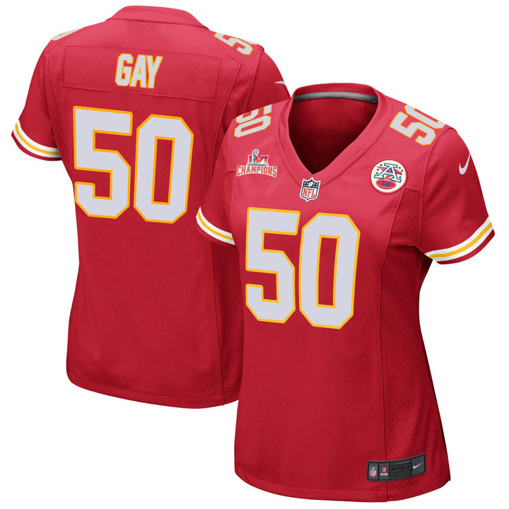 Super Bowl LVI Champions Kansas City Chiefs Willie Gay #50 Red Women's Jersey Jersey