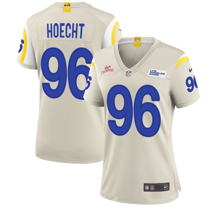 Super Bowl LVI Champions Los Angeles Rams Michael Hoecht #96 Bone Women's Jersey Jersey