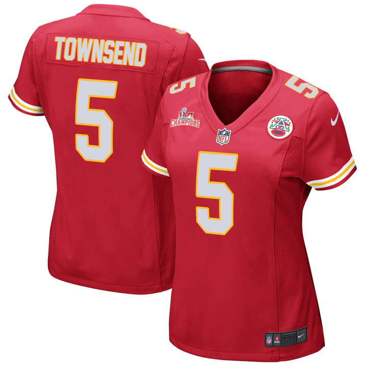 Super Bowl LVI Champions Kansas City Chiefs Tommy Townsend #5 Red Women's Jersey Jersey