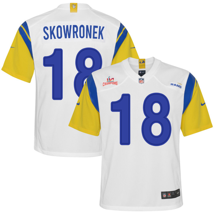Super Bowl LVI Champions Los Angeles Rams Ben Skowronek #18 White Youth's Jersey Jersey