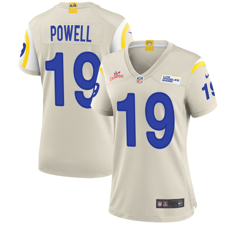 Super Bowl LVI Champions Los Angeles Rams Brandon Powell #19 Bone Women's Jersey Jersey