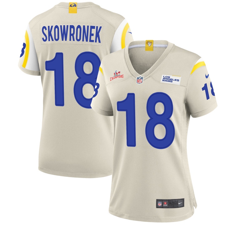Super Bowl LVI Champions Los Angeles Rams Ben Skowronek #18 Bone Women's Jersey Jersey