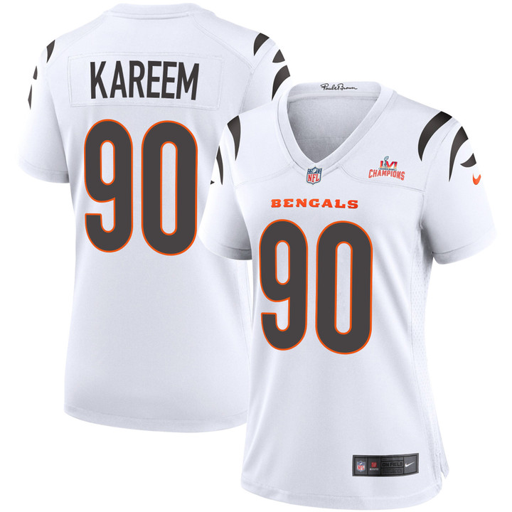 Super Bowl LVI Champions Cincinnati Bengals Khalid Kareem #90 White Women's Jersey Jersey