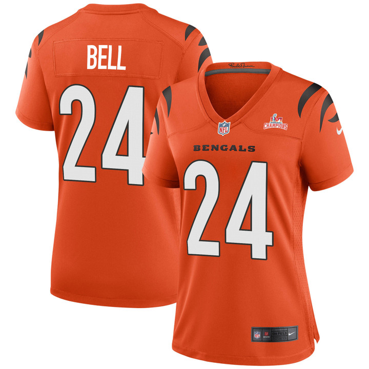 Super Bowl LVI Champions Cincinnati Bengals Vonn Bell #24 Orange Women's Jersey Jersey