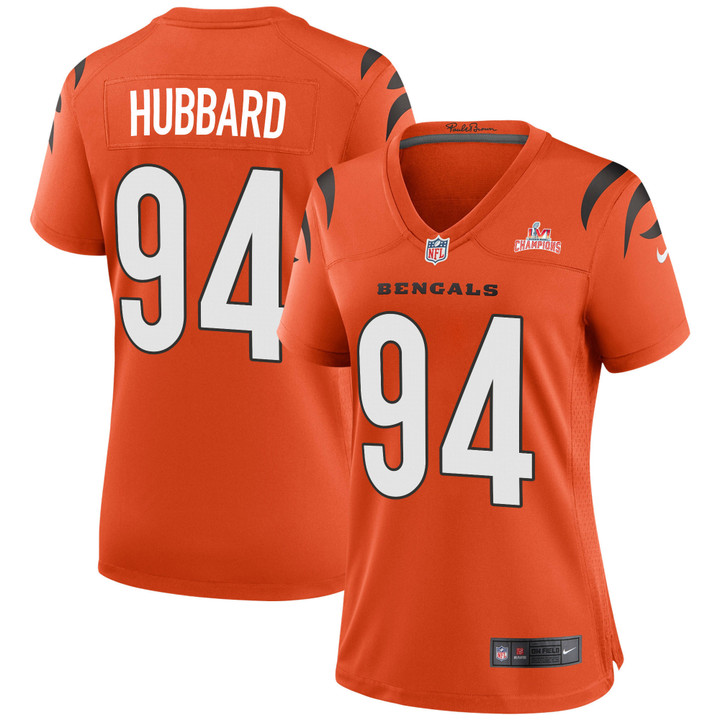 Super Bowl LVI Champions Cincinnati Bengals Sam Hubbard #94 Orange Women's Jersey Jersey