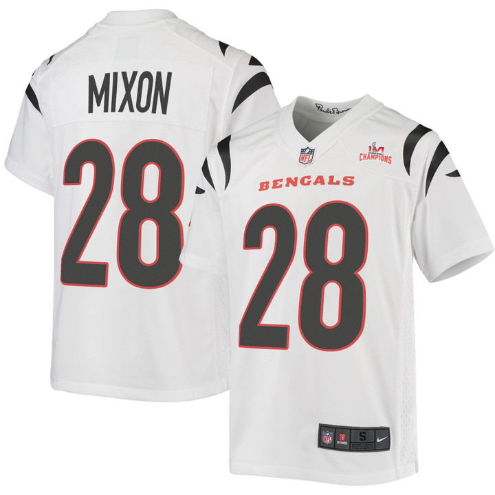 Super Bowl LVI Champions Cincinnati Bengals Joe Mixon #28 White Youth's Jersey Jersey