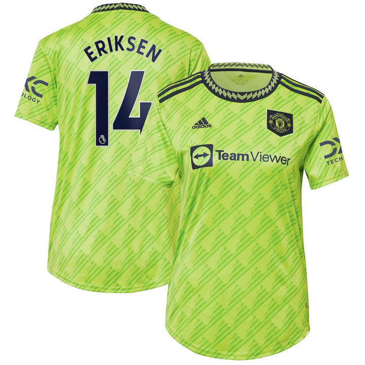Christian Eriksen #14 Manchester United Women's 2022/23 Third Player Jersey - Neon Green